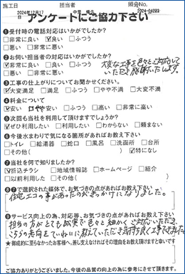 トイレリフォームのアンケート画像