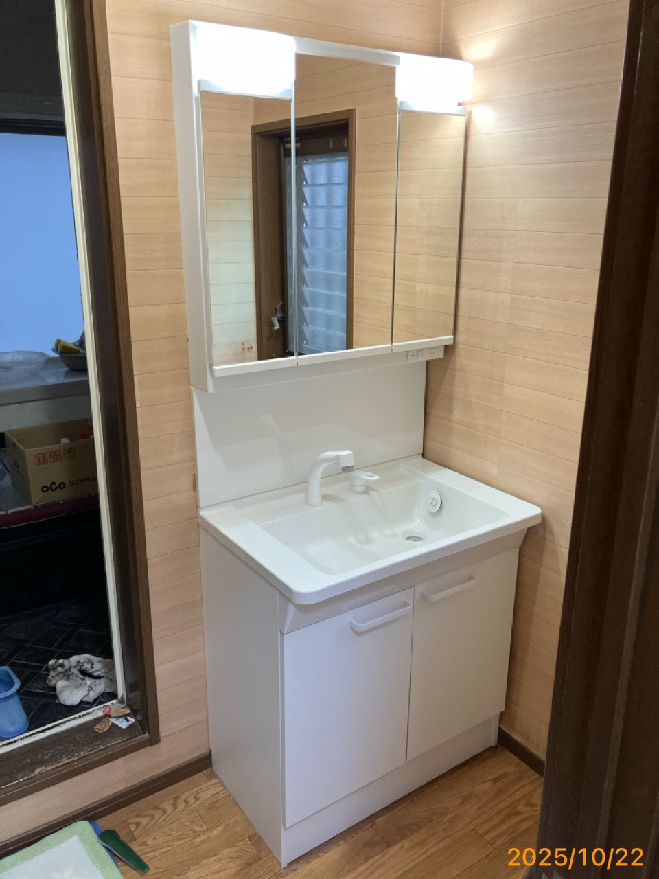 施工後　洗面化粧台（LDPB075BAGEN2A　LMPB075A3GDG1G）